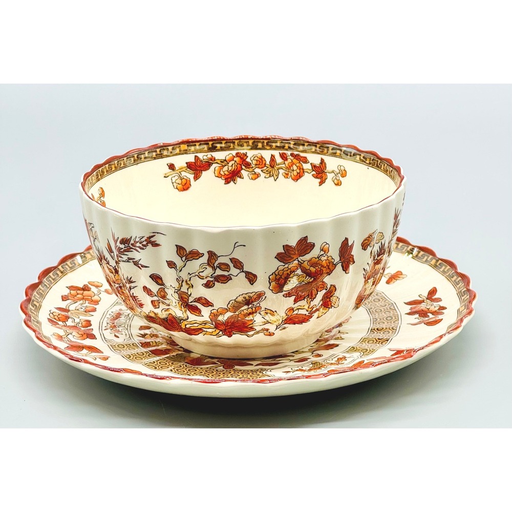 Copeland Spode India Tree Oatmeal Soup Bowl Underplate Saucer Old‎ Mark